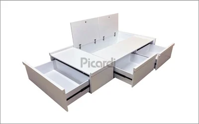 cama con 3 cajones y bauleras de madera para una plaza o plaza y media