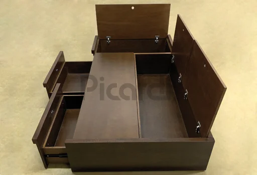 Cama box de madera con cajones y baulera de 1 Plaza y 1 1/2 Plaza