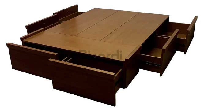 Cama con cajones de madera, cama de madera con cajones