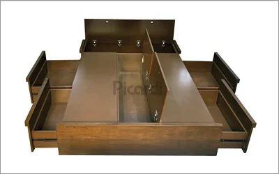 cama con 4 cajones laterales y bauleras de madera
