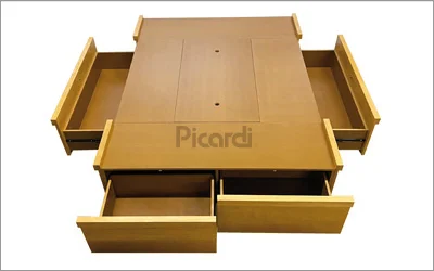 cama con 2 cajones laterales y 2 frontales de madera